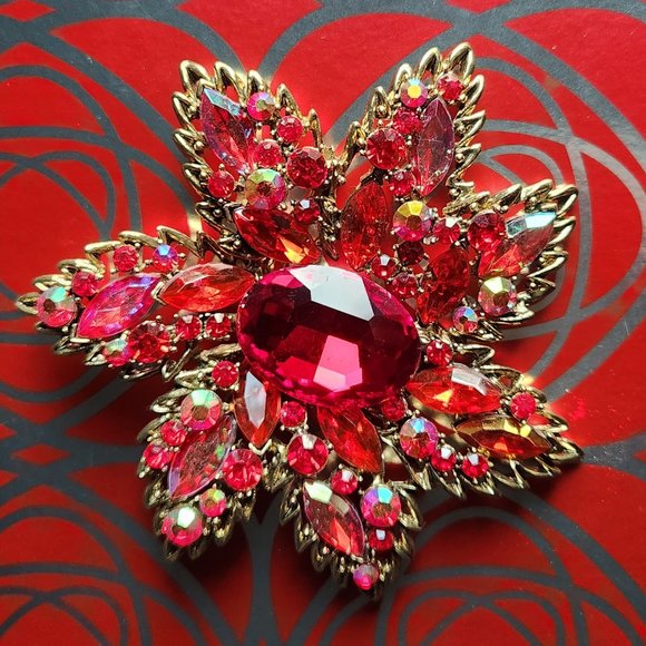 Red Gemstone Ladies Red Exquisite Brooch NWOT - Picture 3 of 9
